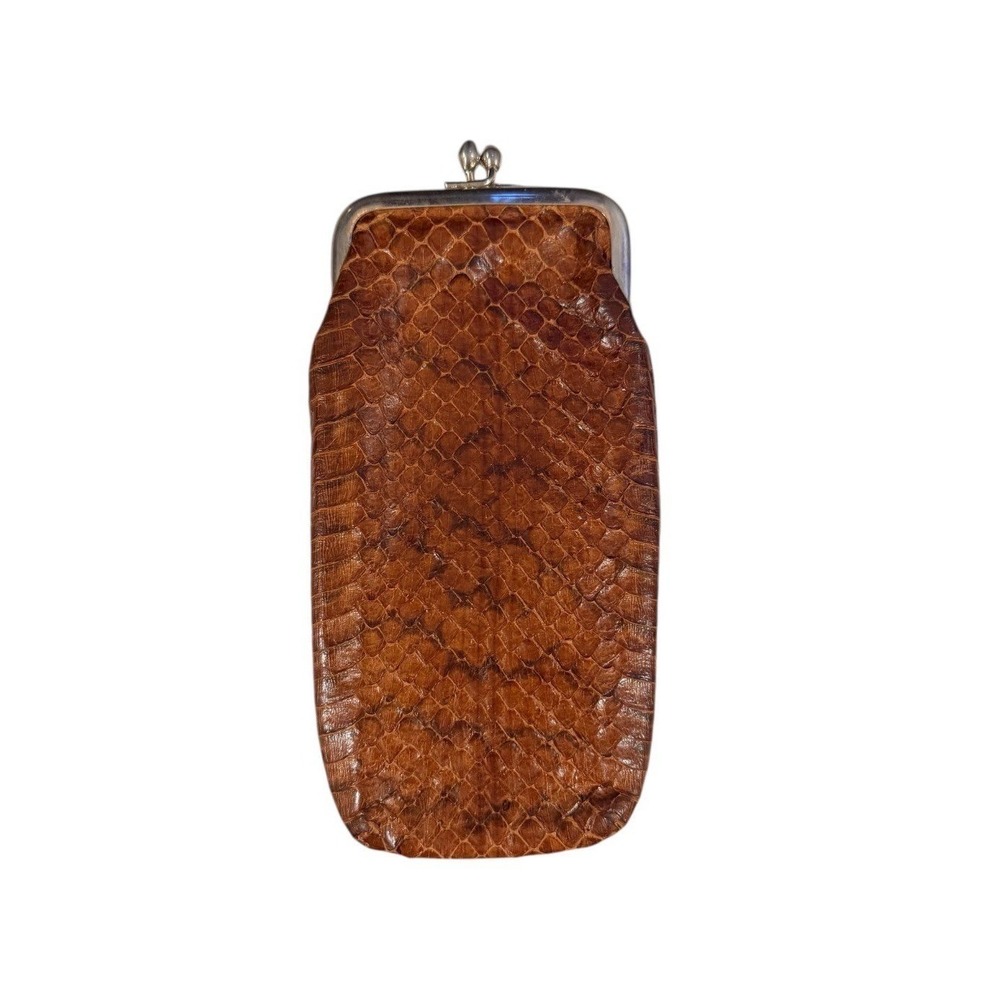 Vintage 70's Genuine Cobra Snake Skin Metal Clasp Sunglasses Case Holder